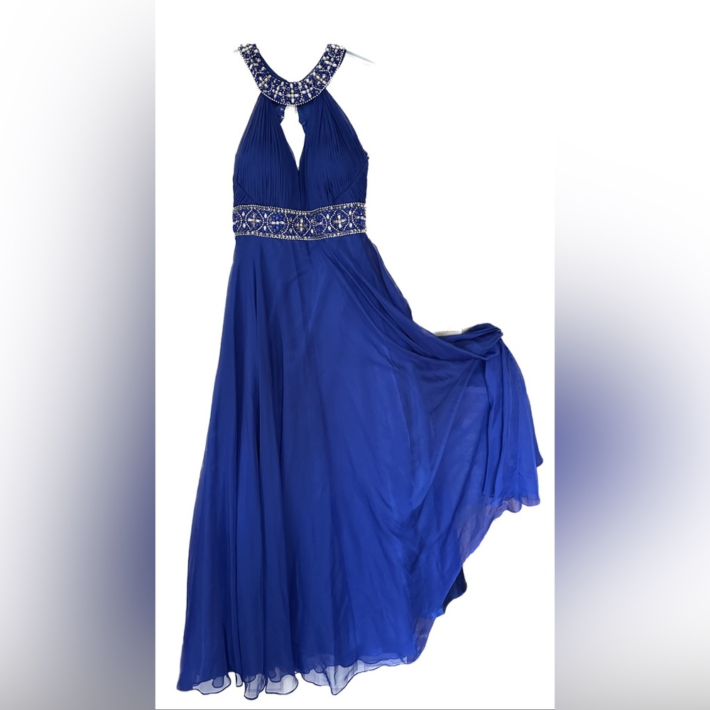 Coya Collection Blue Chiffon Evening Gown